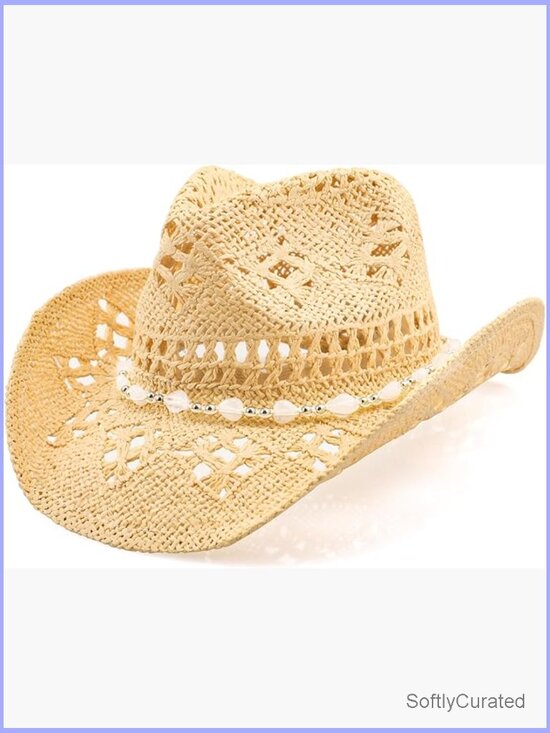 Straw Cowboy Hat with Shapeable Brim, Adjustable Band, Unisex main image 7